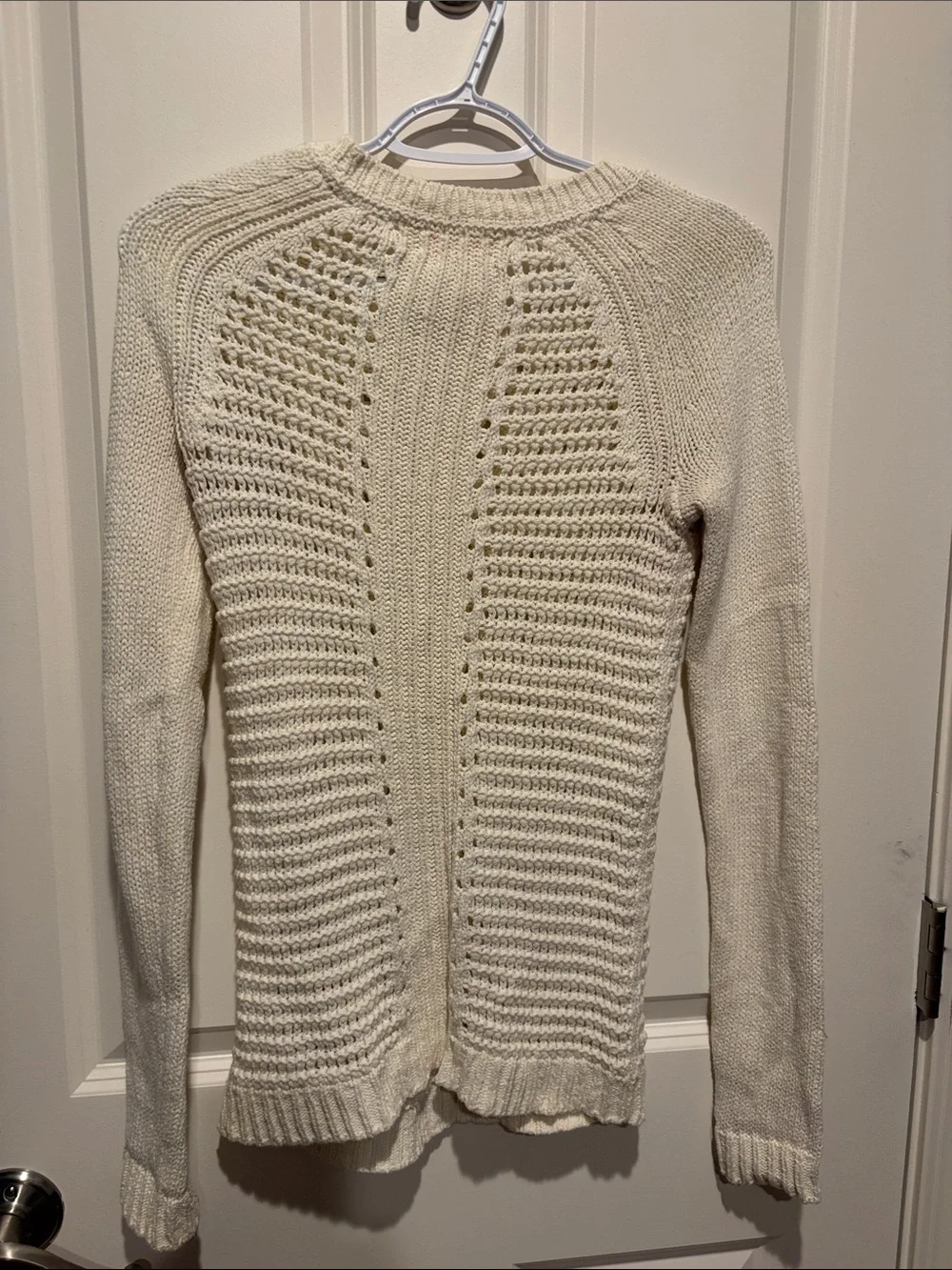Lilly Pulitzer Cream Openwork Knit Crewneck Sweater